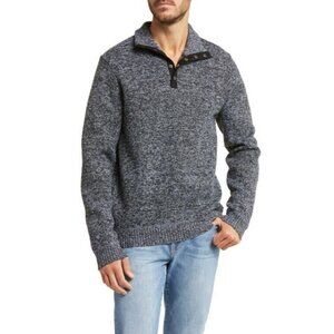 Buffalo David Bitton Mens Medium Gray Mix Elbow Patch Fleece Lined Sweater NEW